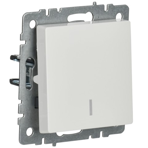 Купить BRITE Выключатель 1-клавишный с индикацией 10А ВС10-1-1-БрБ белый IEK в Минске