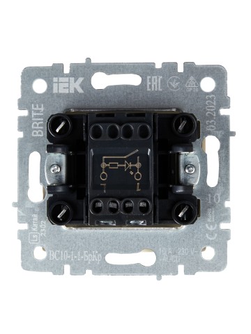 Купить BRITE Выключатель 1-клавишный с индикацией 10А ВС10-1-1-БрКр бежевый IEK в Минске