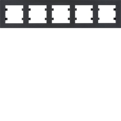 Рамка 5-кратная, горизонтальная // Hager - Lumina Intense  (Цвет - Черный)