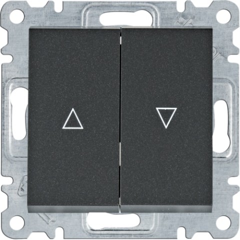 Выключатель 2-клавишный "Жалюзийный - "Контактор" (самозажим), 10AX // Hager - Lumina (Цвет - Черный)