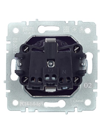 Купить BRITE Розетка 1-местная с заземлением с защитными шторками 16А РС14-1-0-БрЧ черный IEK в Минске