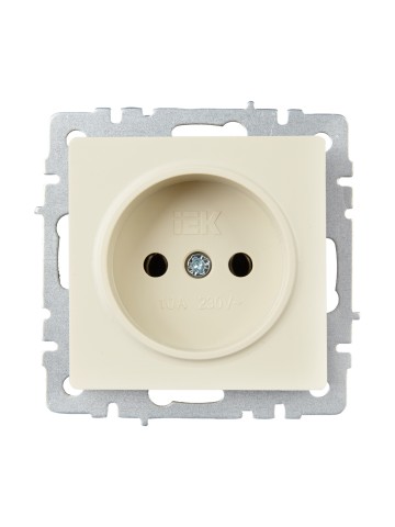 Купить BRITE Розетка 1-местная без заземления без защитных шторок 10А РС10-1-0-БрКр бежевый IEK в Минске