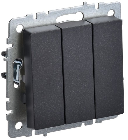 Купить BRITE Выключатель 3-клавишный 10А ВС10-3-0-БрЧ черный IEK в Минске