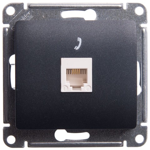 Купить Розетка телефонная RJ11, Антрацит в Минске