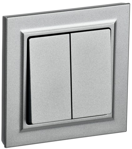 Купить BRITE Выключатель 2-клавишный 10А ВС10-2-0-БрА алюминий IEK в Минске