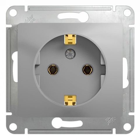 Купить Розетка с заземлением без шторок Schneider Electric Glossa GSL000343 Алюминий в Минске