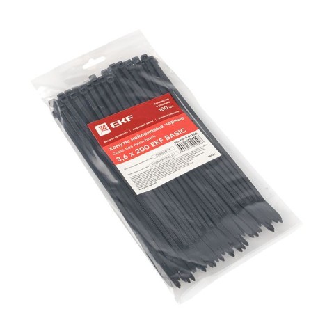 Купить Хомут нейлоновый черный (3,6х200) (100шт.) EKF Basic в Минске