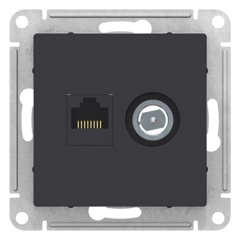 Купить Розетка двойная TV+RJ45 Schneider Electric AtlasDesign ATN001089 Карбон в Минске