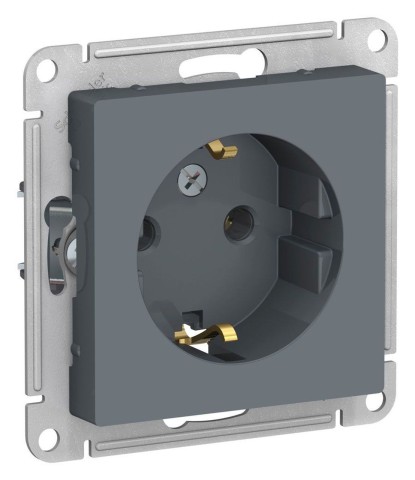 Купить Розетка с заземлением без шторок Schneider Electric AtlasDesign ATN000743 Грифель в Минске