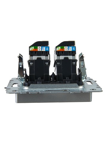 Купить BRITE Розетка компьютерная двойная RJ45 кат.5E РК10-2-БрА алюминий IEK в Минске