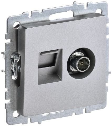 Купить BRITE Розетка двойная TV+RJ45 кат.5E РТВ/РК12-БрА алюминий IEK в Минске