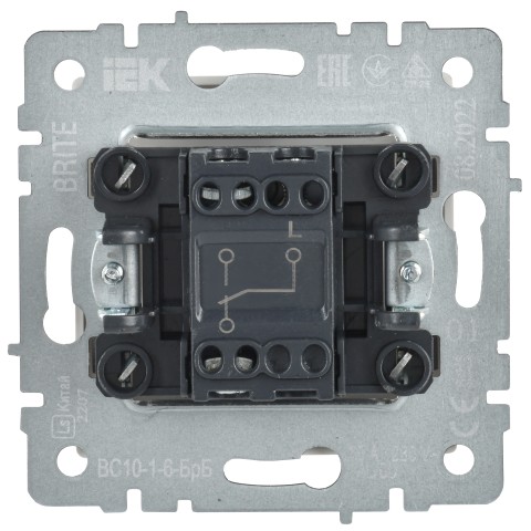 Купить BRITE Выключатель 1-клавишный проходной 10А ВС10-1-6-БрБ белый IEK в Минске