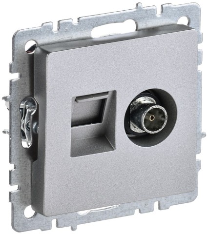 Купить BRITE Розетка двойная TV+RJ45 кат.5E РТВ/РК12-БрА алюминий IEK в Минске