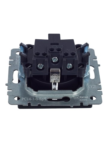 Купить BRITE Розетка 1-местная с заземлением с защитными шторками 16А РС14-1-0-БрЧ черный IEK в Минске