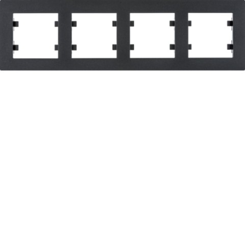 Рамка 4-кратная, горизонтальная // Hager - Lumina Intense  (Цвет - Черный)