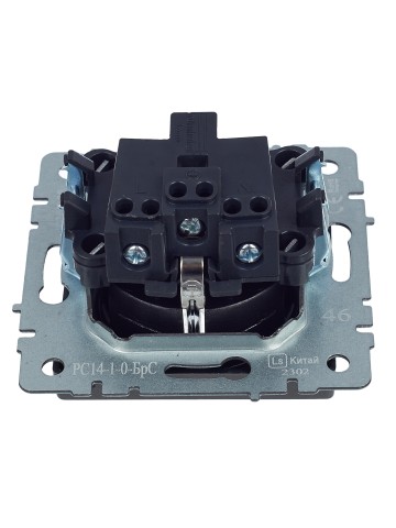 Купить BRITE Розетка 1-местная с заземлением с защитными шторками 16А РС14-1-0-БрС сталь IEK в Минске