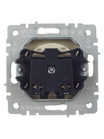 Купить BRITE Розетка 1-местная без заземления без защитных шторок 10А РС10-1-0-БрА алюминий IEK в Минске