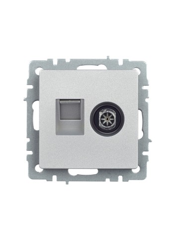 Купить BRITE Розетка двойная TV+RJ45 кат.5E РТВ/РК12-БрА алюминий IEK в Минске