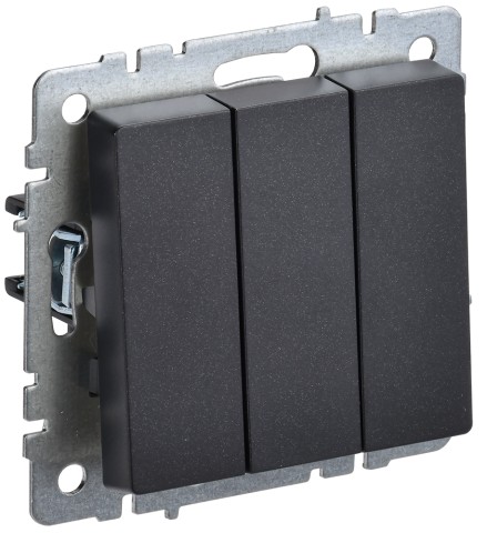 Купить BRITE Выключатель 3-клавишный 10А ВС10-3-0-БрЧ черный IEK в Минске