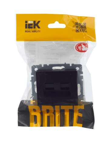 Купить BRITE Розетка компьютерная двойная RJ45 кат.5E РК10-2-БрЧ черный IEK в Минске