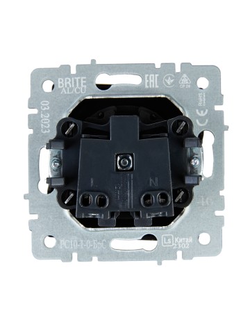 Купить BRITE Розетка 1-местная без заземления без защитных шторок 10А РС10-1-0-БрС сталь IEK в Минске