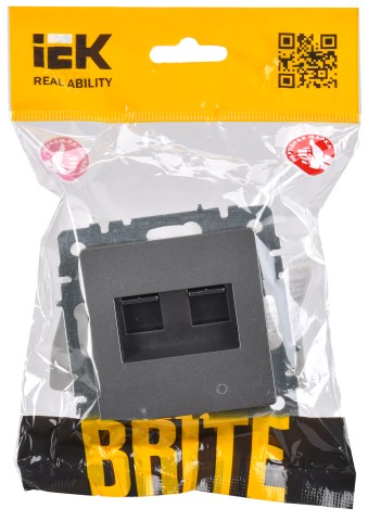 Купить BRITE Розетка компьютерная двойная RJ45 кат.5E РК10-2-БрС сталь IEK в Минске