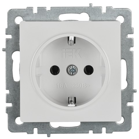 Купить BRITE Розетка 1-местная с заземлением без защитных шторок 16А РС11-1-0-БрБ белый IEK в Минске