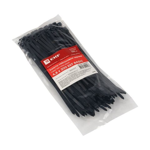 Купить Хомут нейлоновый черный (4,8х200) (100шт.) EKF Basic в Минске