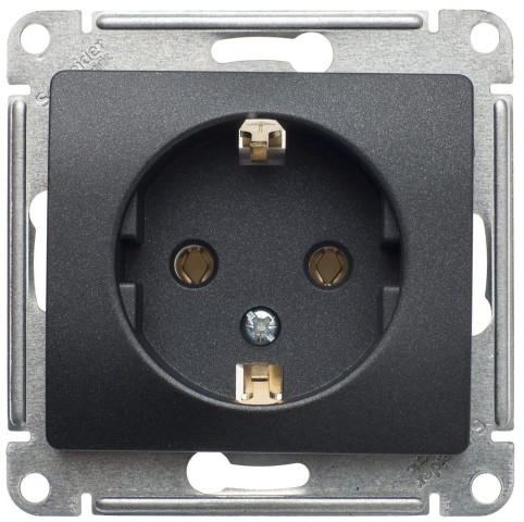 Купить Розетка с заземлением без шторок Schneider Electric Glossa GSL000743 Антрацит в Минске