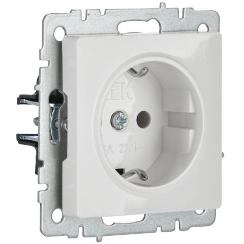 Купить BRITE Розетка 1-местная с заземлением без защитных шторок 16А РС11-1-0-БрБ белый IEK в Минске