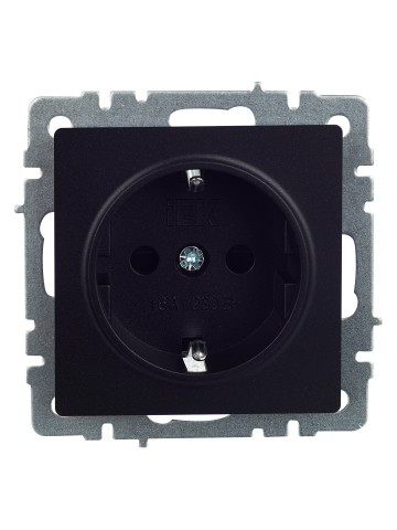 Купить BRITE Розетка 1-местная с заземлением с защитными шторками 16А РС14-1-0-БрЧ черный IEK в Минске