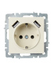 BRITE Розетка 1-местная с заземлением с защитными шторками 16А с USB A+A 5В 2,1А РЮш10-1-БрКр бежевый IEK
