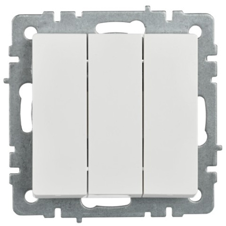 BRITE Выключатель 3-клавишный 10А ВС10-3-0-БрБ белый IEK фото в интернет-магазине БелЭлектрикМонтаж