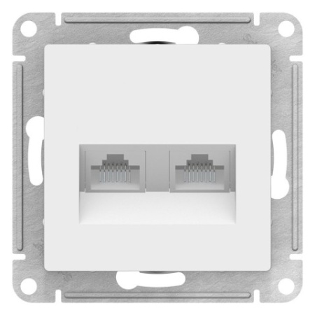 Розетка двойная компьютерная RJ45+RJ45 Schneider Electric AtlasDesign ATN000185 Белый фото в интернет-магазине БелЭлектрикМонтаж