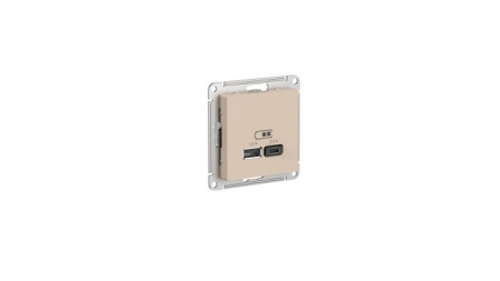 USB Розетка А+С, 5В/2,4А, 2х5В/1,2А, механизм, Песочный AtlasDesign ATN001239