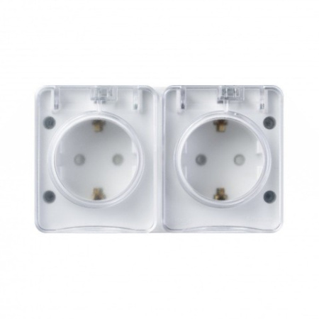Розетка 2-м ОП AtlasDesign Profi54 16А IP54 250В с заземл. защ. шторки бел. SchE ATN540126