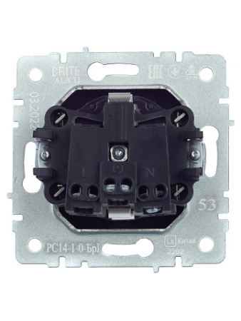 BRITE Розетка 1-местная с заземлением с защитными шторками 16А РС14-1-0-БрГ графит IEK фото в интернет-магазине БелЭлектрикМонтаж