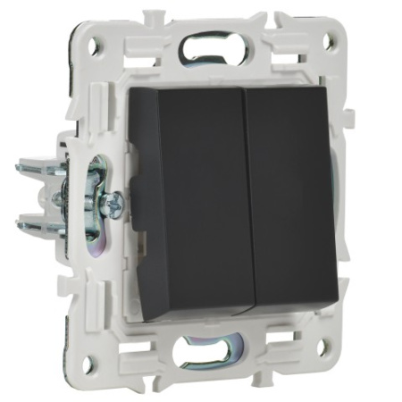 SKANDY Выключатель 2-клавишный 10А SK-V04Bl черный IEK