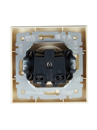 BRITE Розетка 1-местная без заземления без защитных шторок 10А в сборе РСР10-1-0-БрКр бежевый IEK