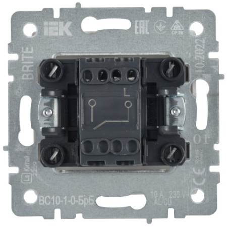 BRITE Выключатель 1-клавишный 10А ВС10-1-0-БрБ белый IEK