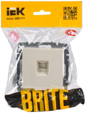 BRITE Розетка компьютерная RJ45 кат.5E РК10-БрКр бежевый IEK фото в интернет-магазине БелЭлектрикМонтаж