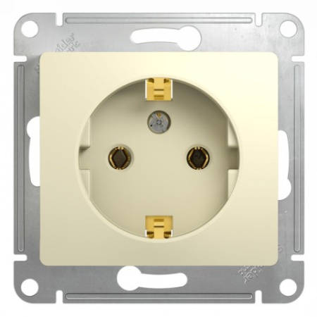 Розетка с заземлением без шторок Schneider Electric Glossa GSL000243 Бежевый фото в интернет-магазине БелЭлектрикМонтаж