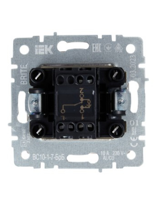 BRITE Выключатель 1-клавишный проходной с индикацией 10А ВС10-1-7-БрБ белый IEK