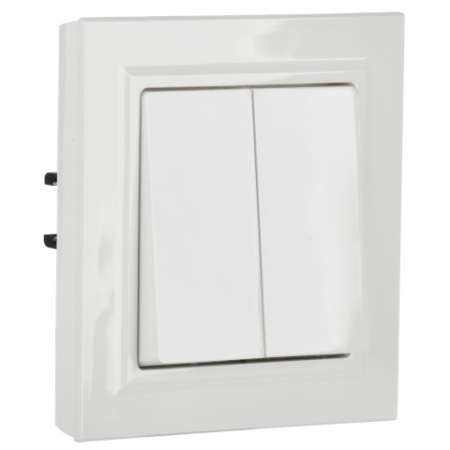 BRITE Выключатель 2-клавишный проходной 10А ВС10-2-6-БрБ белый IEK фото в интернет-магазине БелЭлектрикМонтаж