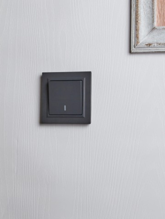 BRITE Выключатель 1-клавишный проходной с индикацией 10А ВС10-1-7-БрГ графит IEK