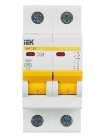 ВА47-29 2Р 63А 4,5кА х-ка С ИЭК автоматический выключатель