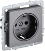 BRITE Розетка 1-местная с заземлением без защитных шторок 16А РС11-1-0-БрС сталь IEK фото в интернет-магазине БелЭлектрикМонтаж