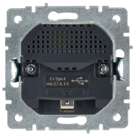 BRITE Розетка 1-местная с заземлением с защитными шторками 16А с USB A+A 5В 2,1А РЮш10-1-БрБ белый IEK