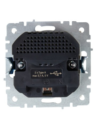 BRITE Розетка 1-местная с заземлением с защитными шторками 16А с USB A+A 5В 3,1А РЮш10-2-БрБ белый IEK