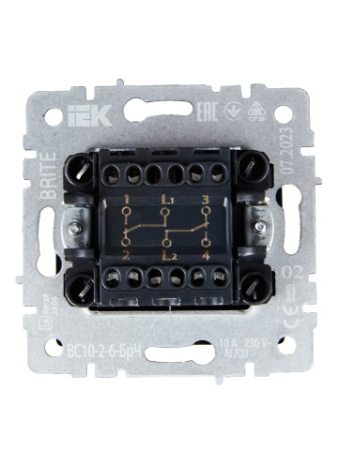 BRITE Выключатель 2-клавишный проходной 10А ВС10-2-6-БрЧ черный IEK фото в интернет-магазине БелЭлектрикМонтаж